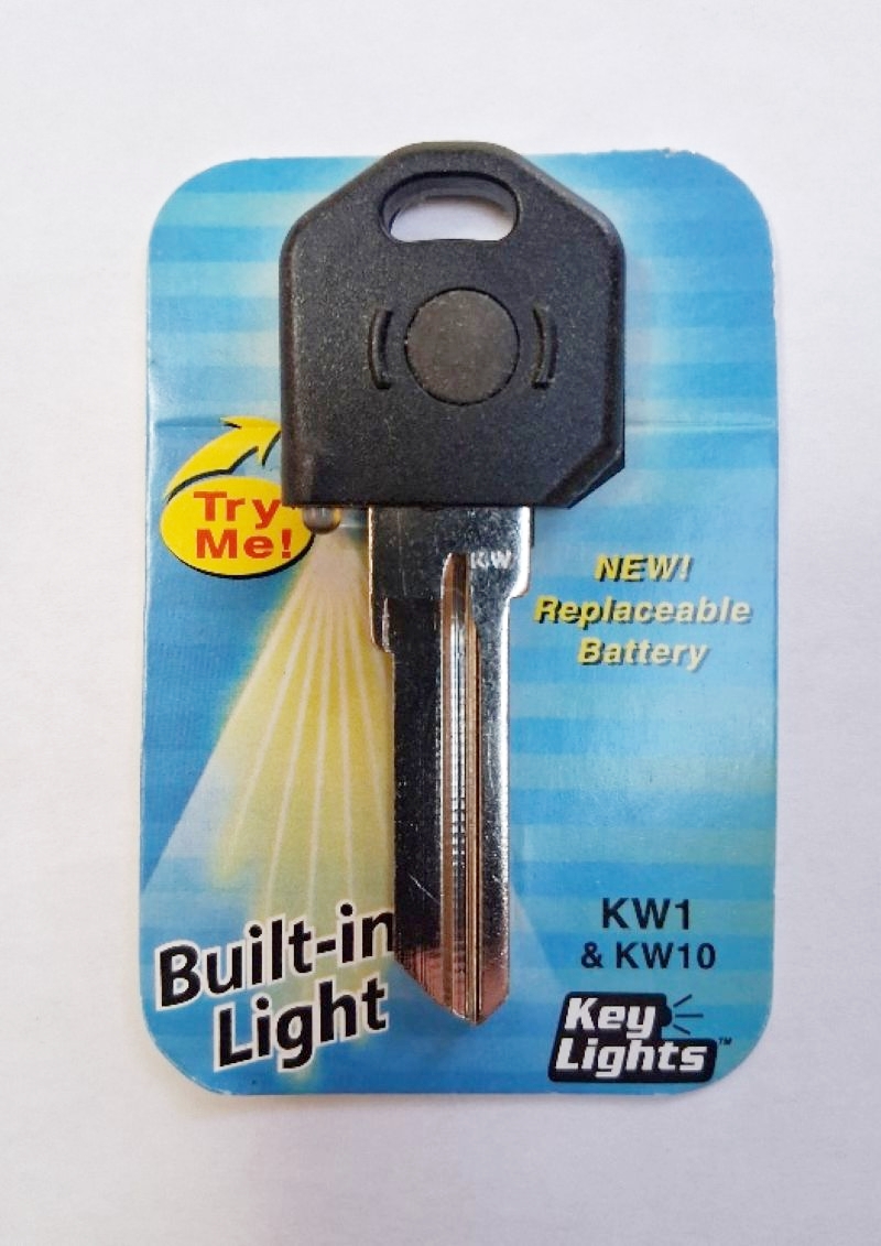 (image for) BLANK Black Plastic House Keys Built-In Light Fits Kwikset KW1 & Titian KW10